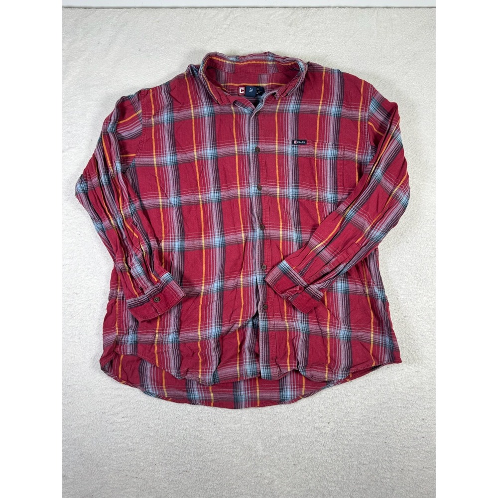 Chaps Flannel Button Down Mens XXL Red Plaid Excellent Long Sleeve Cotton Shirt